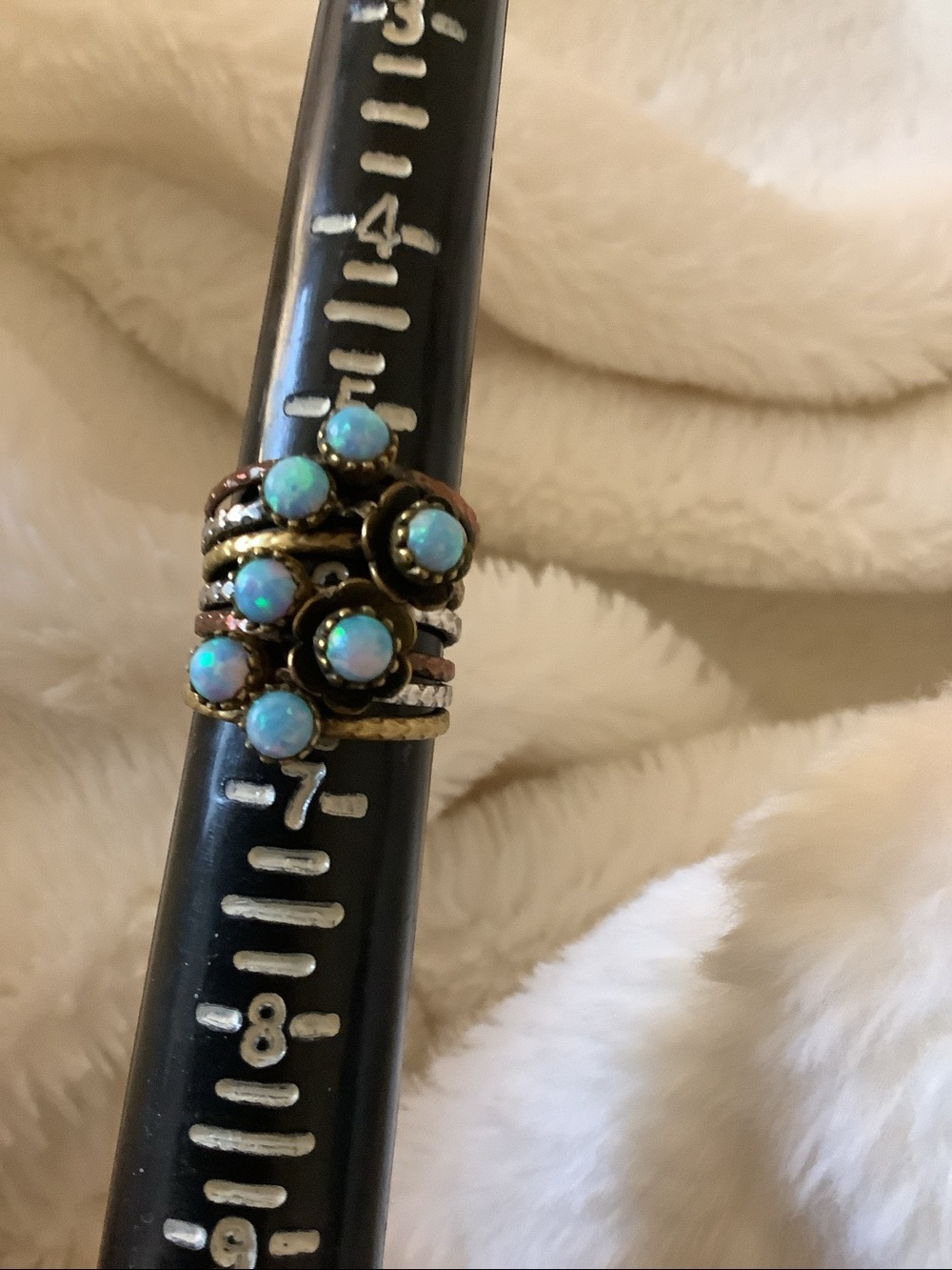 Blue fire Opal multi band ring Sz 6-6.45 - Picture 10 of 10